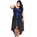 Blue & Black High Low Dress